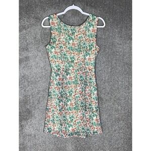 Yellow Star Dress Womens Size M Sleeveless Crinkle Pleated Floral Lined USA Made